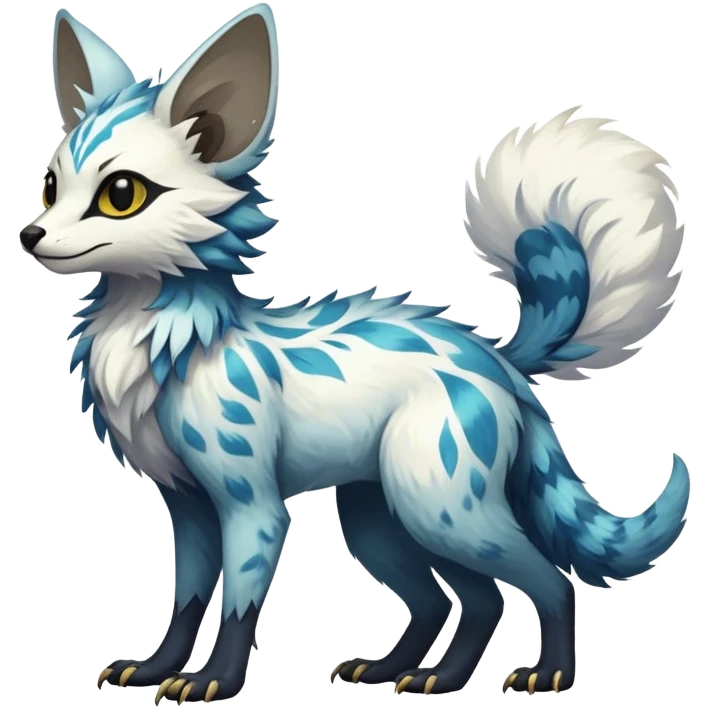 Epic Feral Rare Fantasy shiny cool fluffy Vernid-Trico-species-hybrid-animal by LiLaiRa, random markings, tufted ears, full body emoji