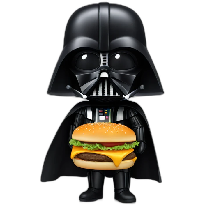 Darth vader holding a cheeseburger emoji