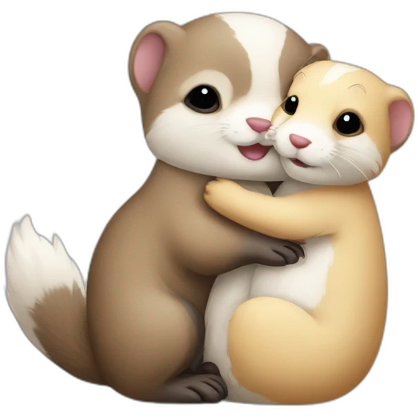 Ferrets hugging a rabbit emoji