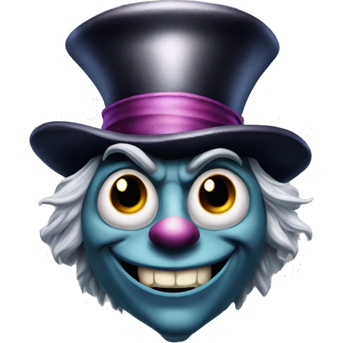 Evil mad hatter with large nose emoji