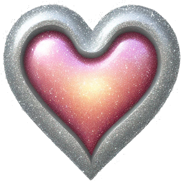 Chrome glittery heart emoji
