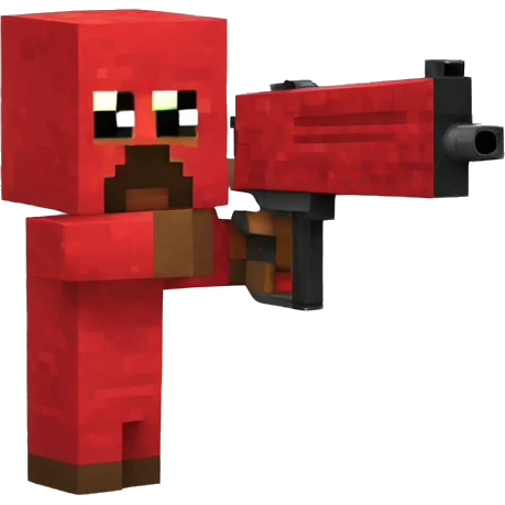 red minecraft wool holding a gun emoji