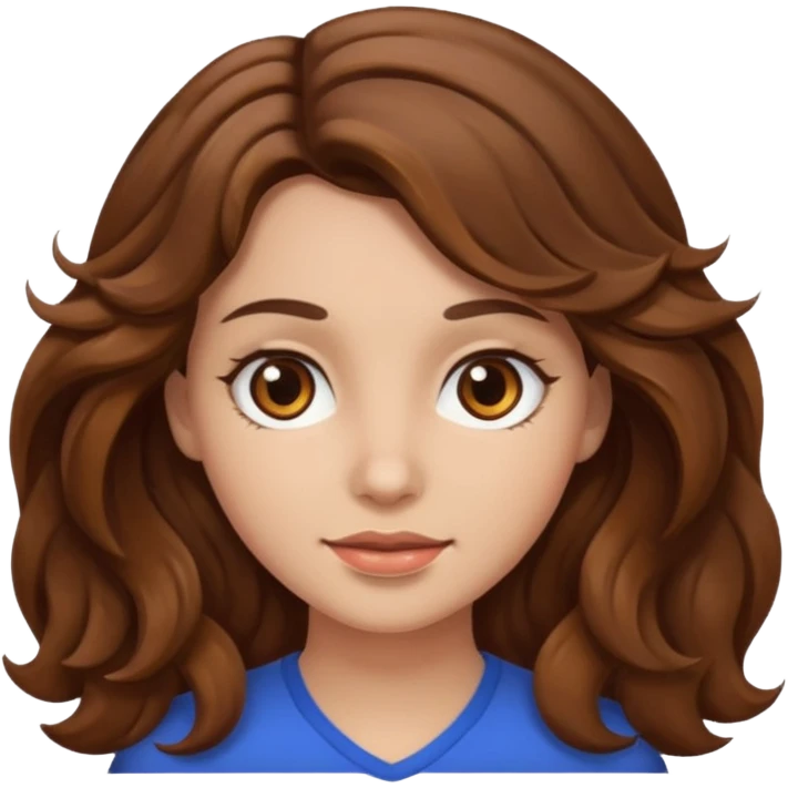 Brown wavy hair  brown eyes femal emoji