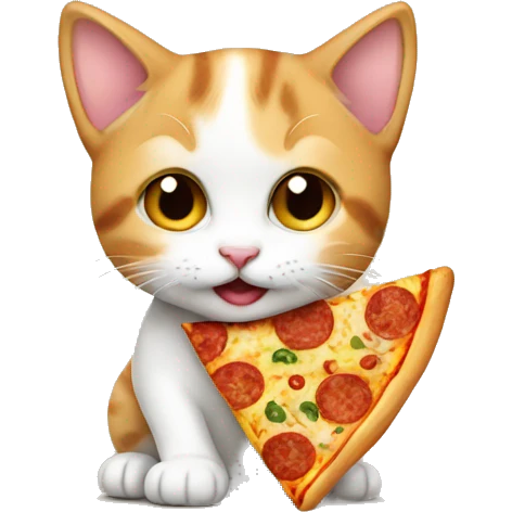 Kitten with pizza emoji