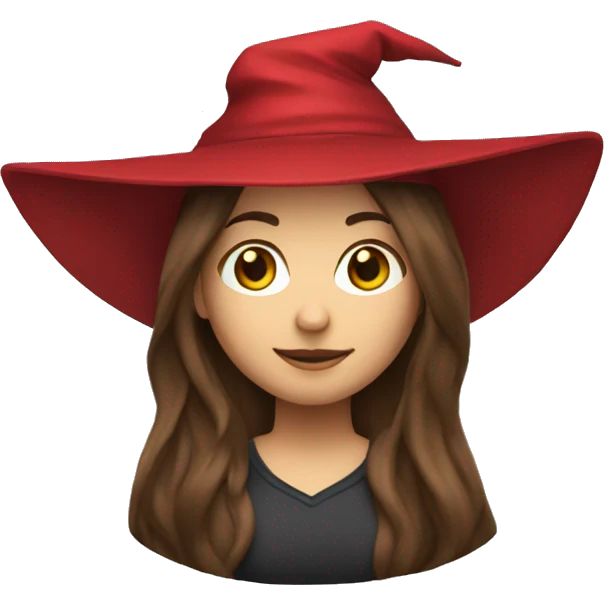 long hair brunette witch with red baseball cap emoji