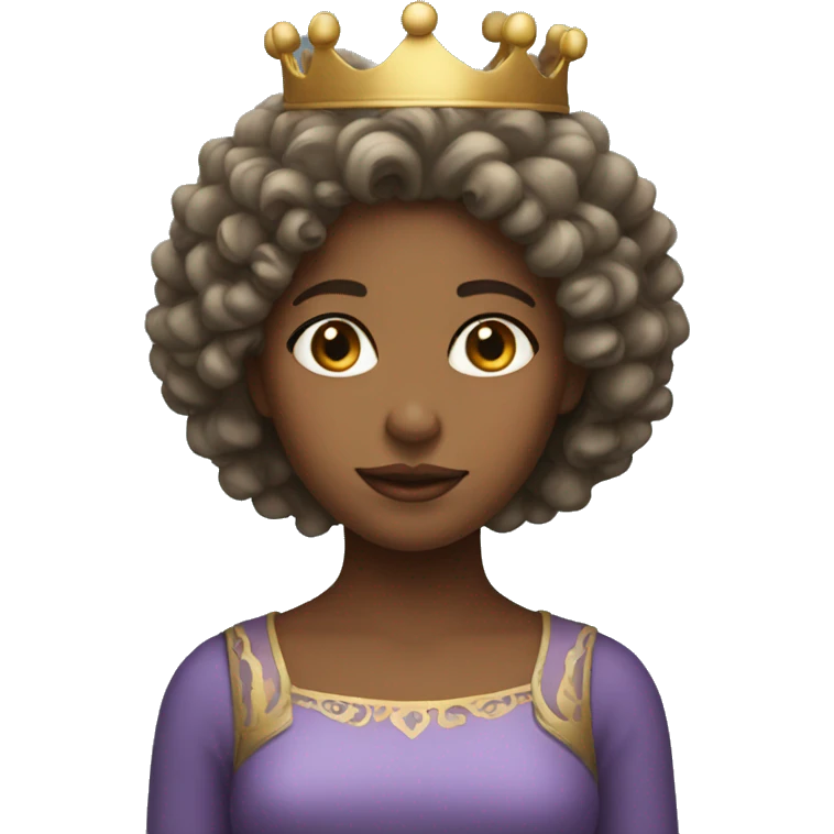 girl with curly hair wearing a crown emoji