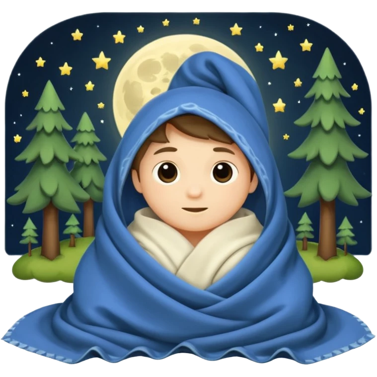moon tucked into blanket by tiny forest alchemist emoji