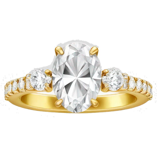 Oval diamond ring with gold and diamond band emoji