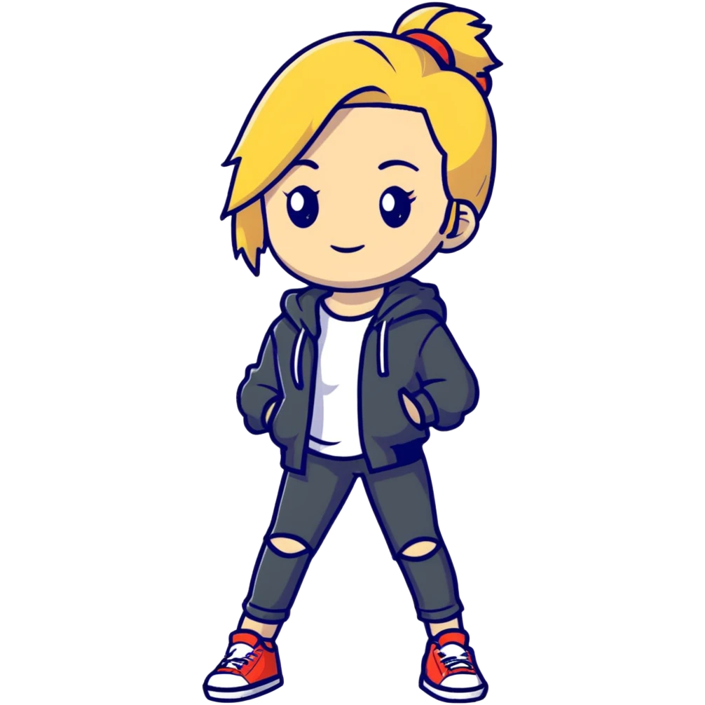 Full body white teenage girl with blonde hair, choni style with urban clothes emoji