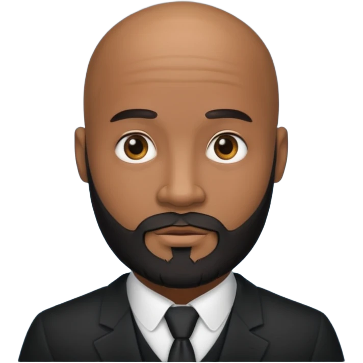 A handsome black gigolo with a full beard and bald head emoji
