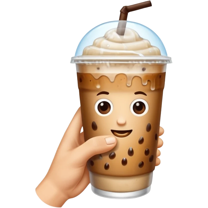 a white hand holding an iced coffee but just the hand and the cup emoji