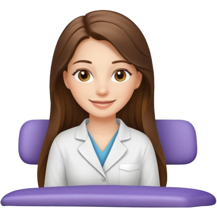 smiling white long brunette hair girl with hazel eyes on massage table emoji