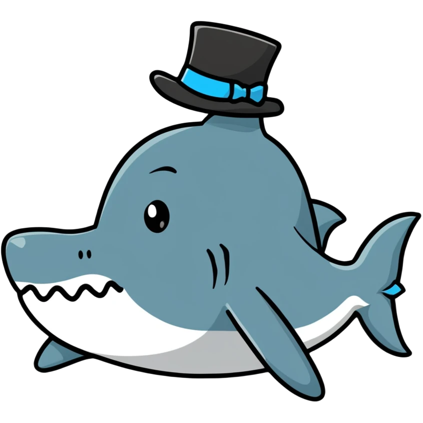 Shark with a top hat emoji