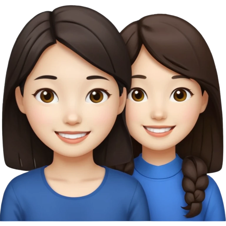 Korean girl and white brunette girl smiling emoji