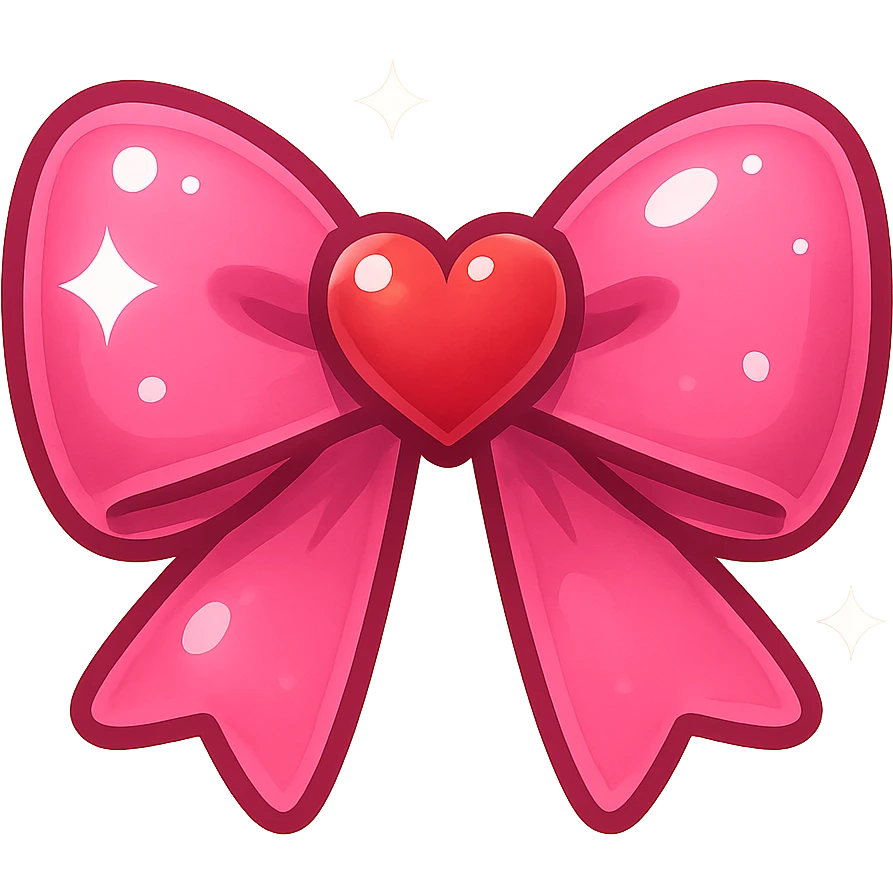 bow emoji, cute and shiny, with a heart accent emoji