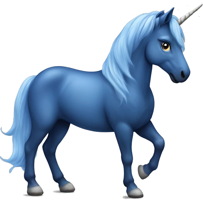 Full body realistic Indigo blue unicorn emoji