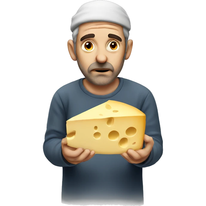 Sad Jewish man holding cheese emoji