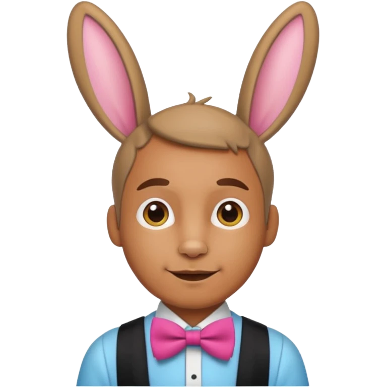 Rabbit ears and colorful bowtie wearring man emoji