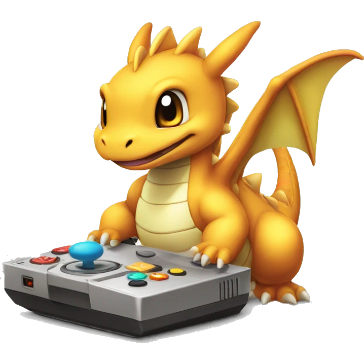 Dragonite playing a video gamepokemon emoji