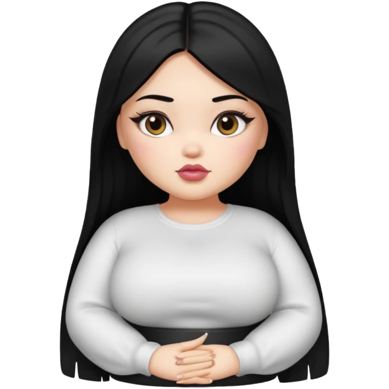 fat pretty bratz girl with black straight hair and white full sleeve emoji