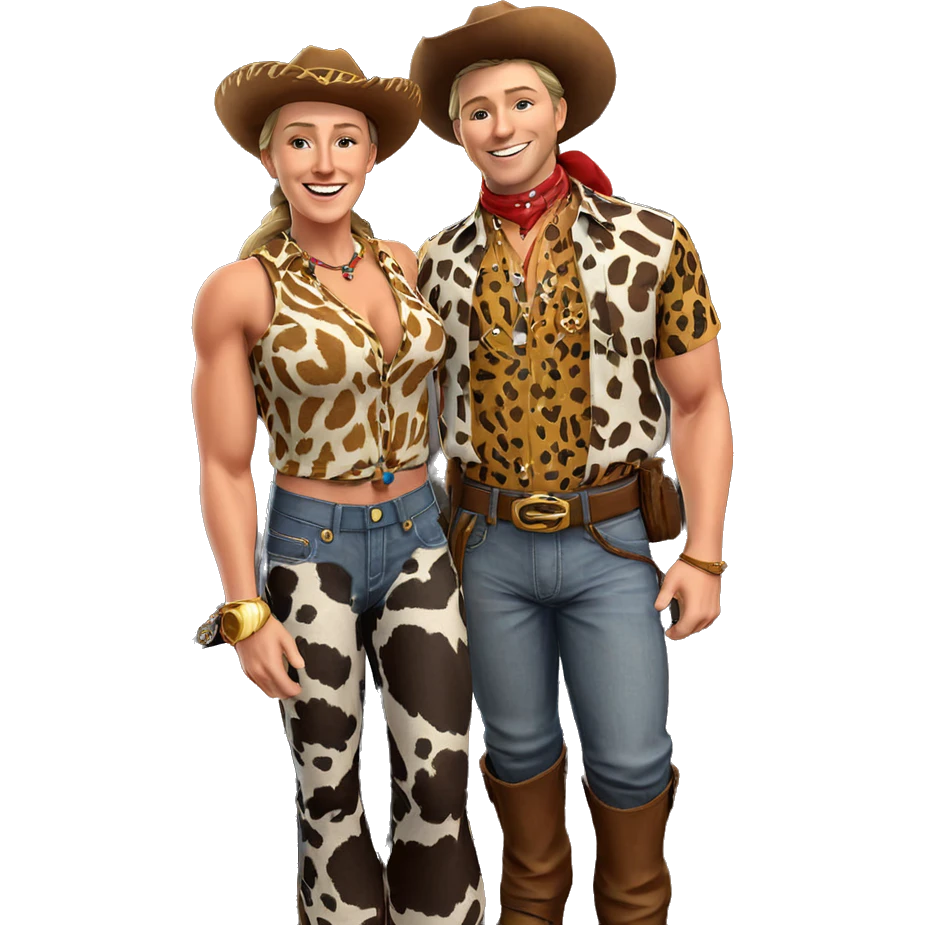 smiling cowboy with animal print emoji