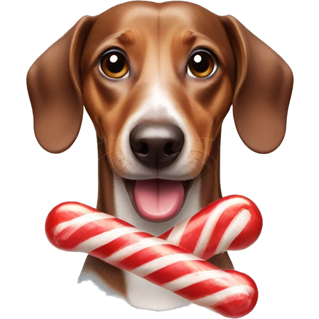 weiner dog eating candy canes emoji