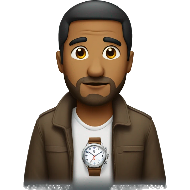 Brown Man with a watch waiting impatiently  emoji