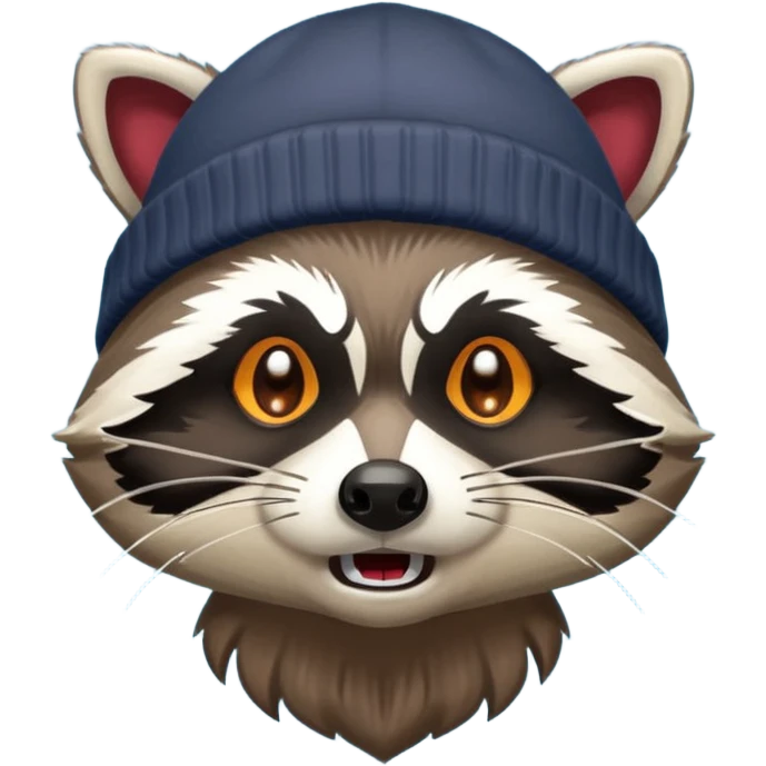 Angry Raccoon bandit with beanie hat emoji
