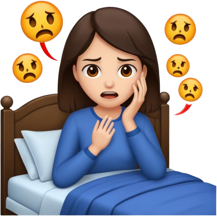 brunette woman having nightmare emoji