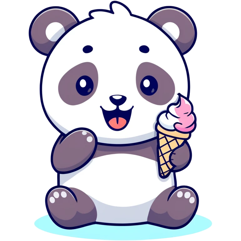Panda eating ice cream emoji