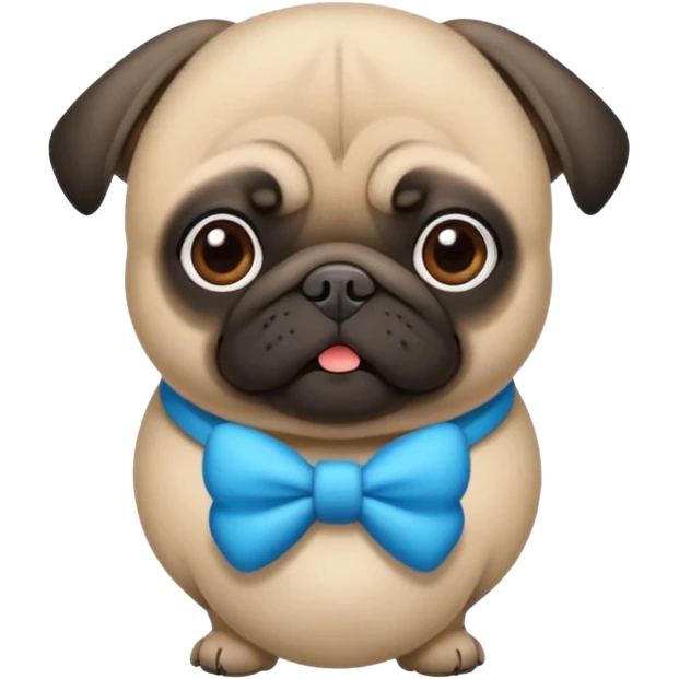 um pug com gravata borboleta azul emoji