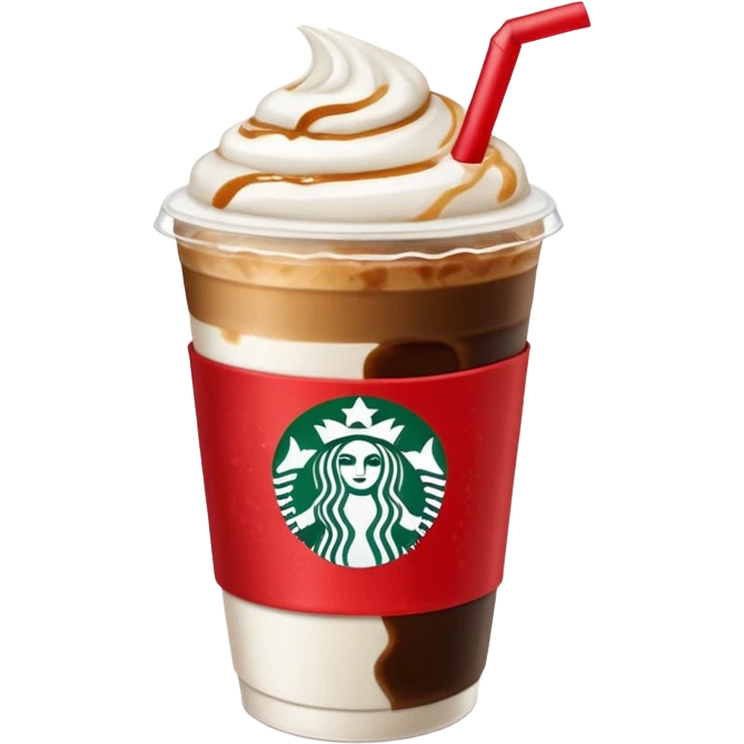 Starbucks iced espresso with milk and the cup has red ribbons printed on it emoji