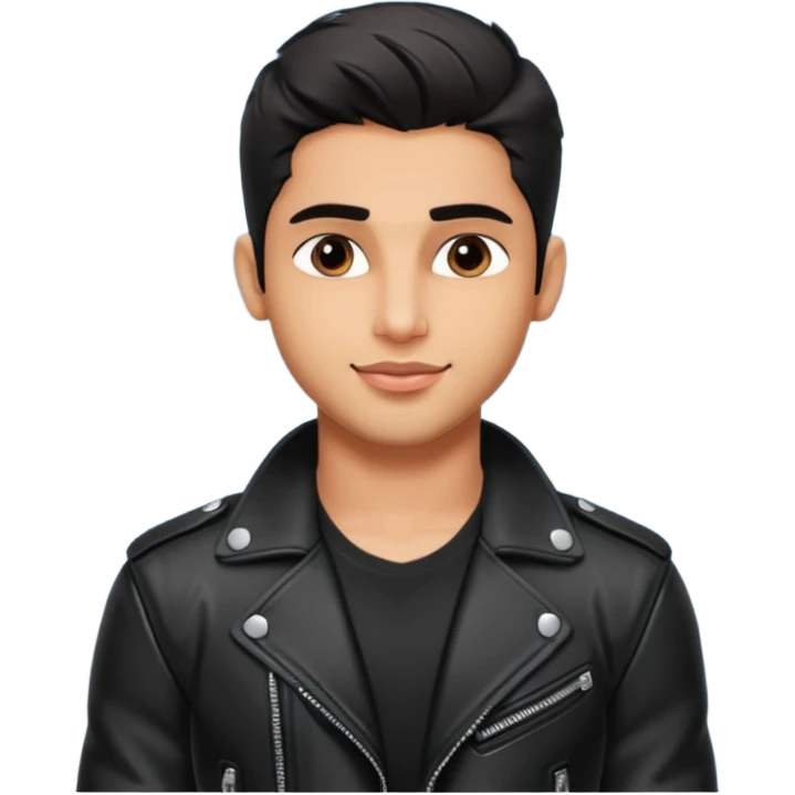 generate a pretty bratz siddharth malhotra, LEAN BUT MUSCULAR WEARING A black LEATHER JACKET emoji