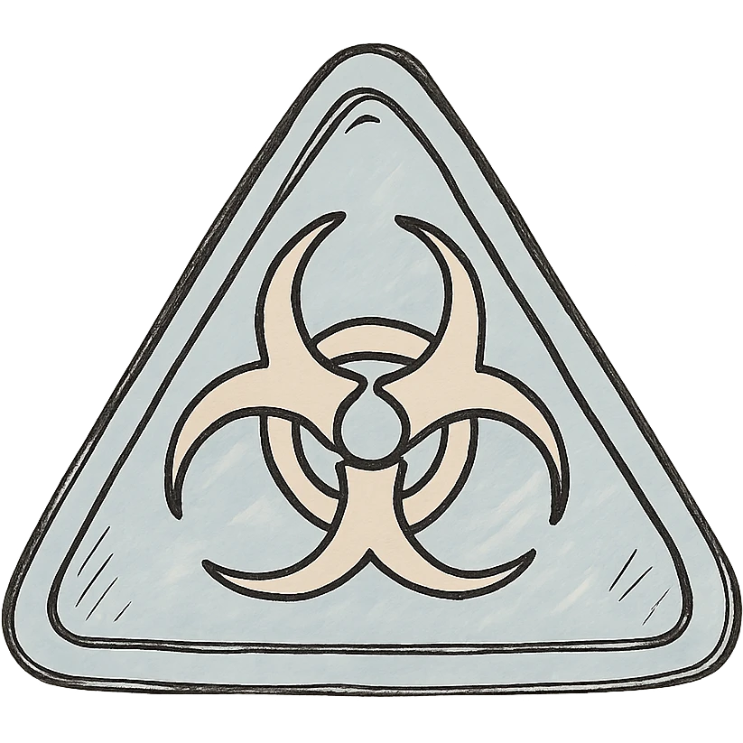 light blue and light beige sign of chemical contamination emoji