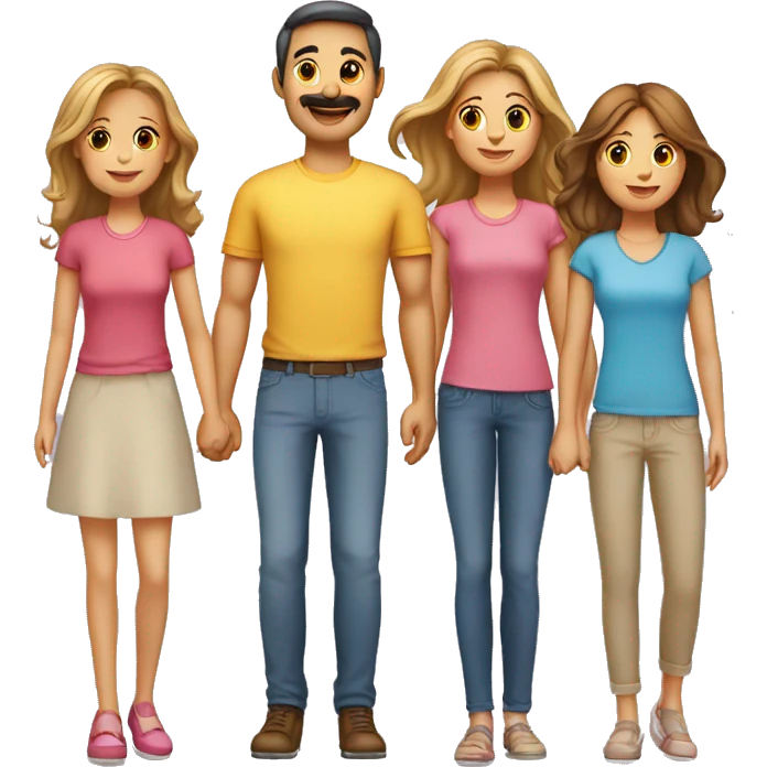 Famille de 5 personnes avec 3filles emoji