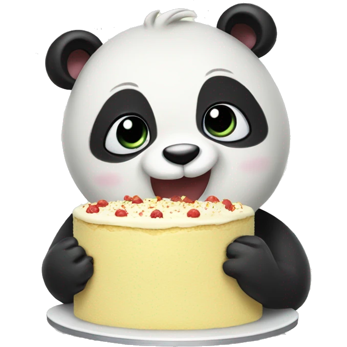 Panda eating vanilla cake  emoji