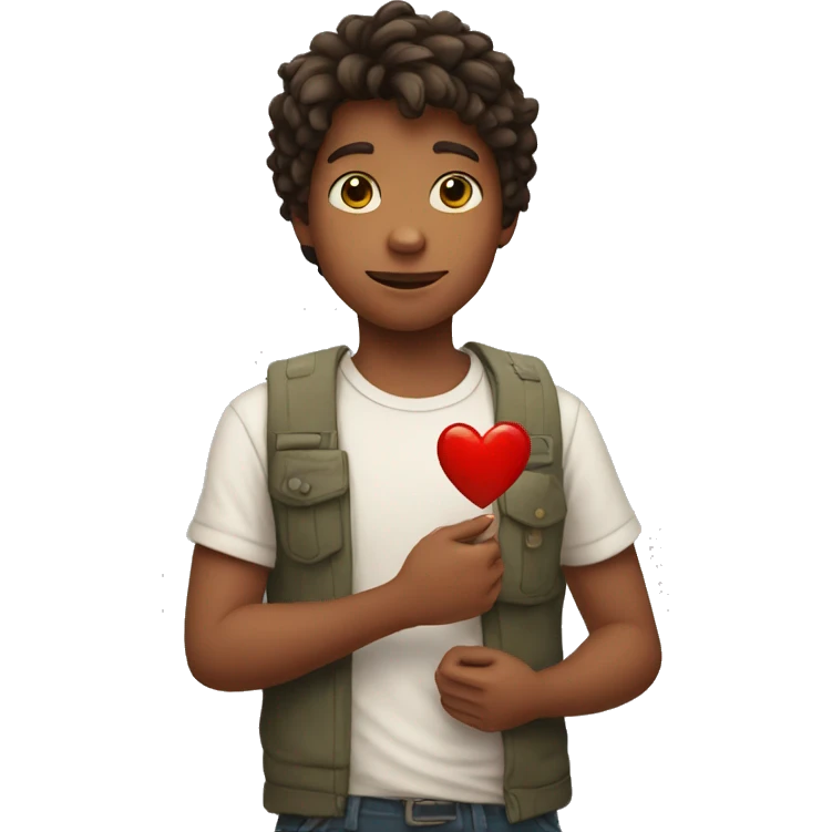 Boy with heart in hand emoji
