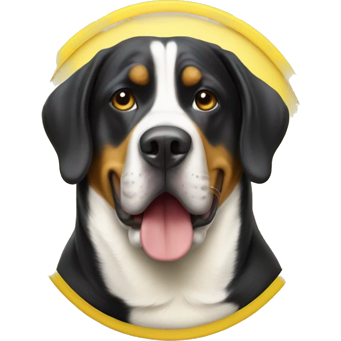 Swiss mountain dog in a banana costume emoji
