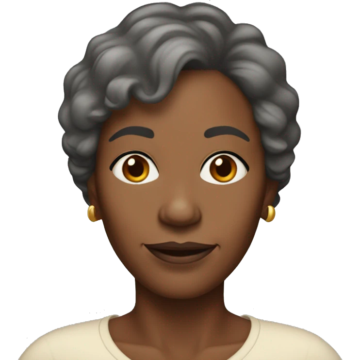 A 59 year Old black woman with thin brown hair and brown eyes emoji