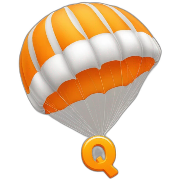 orange letter Q to which the parachute is attached emoji
