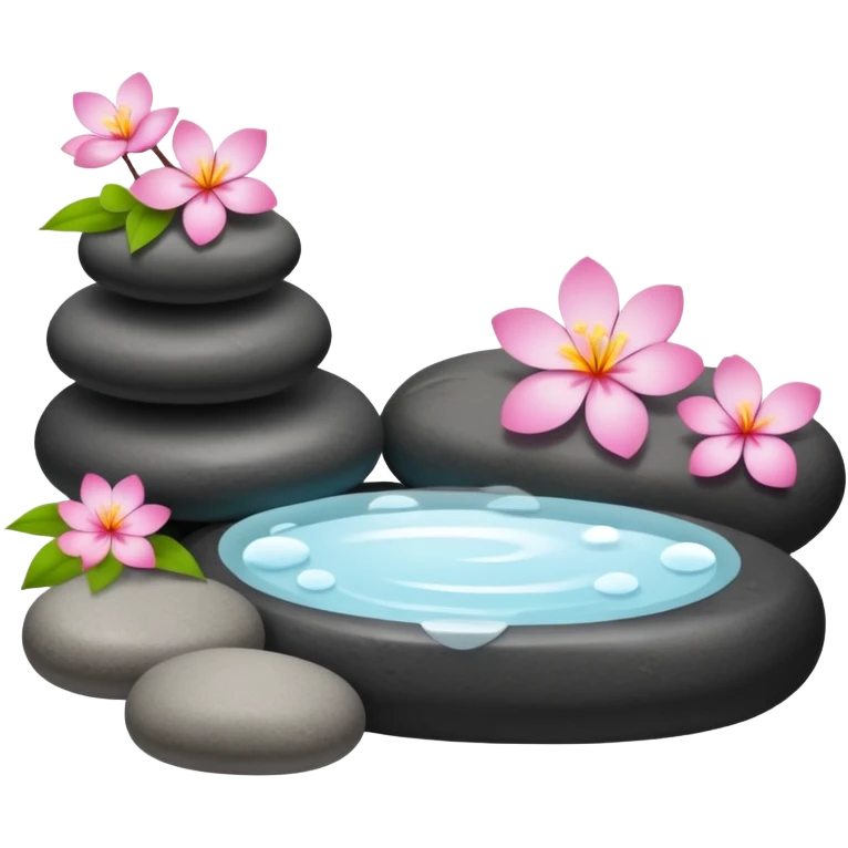 relaxing spa with hot stones and flowers emoji