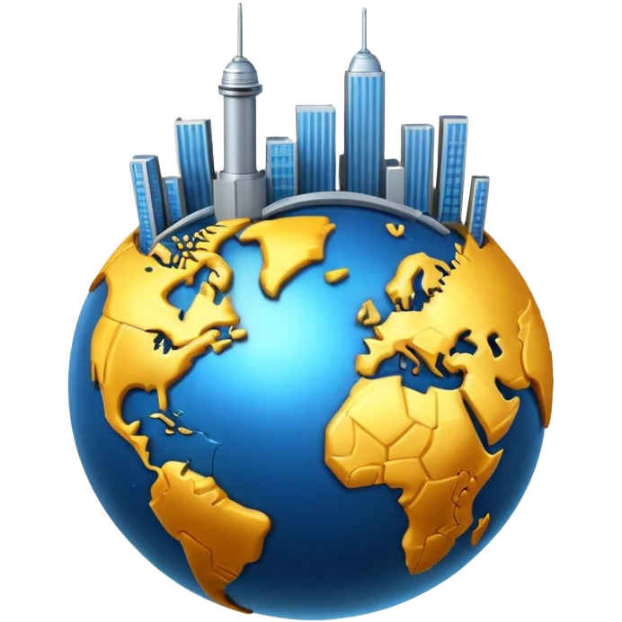 3d planet earth with building emoji