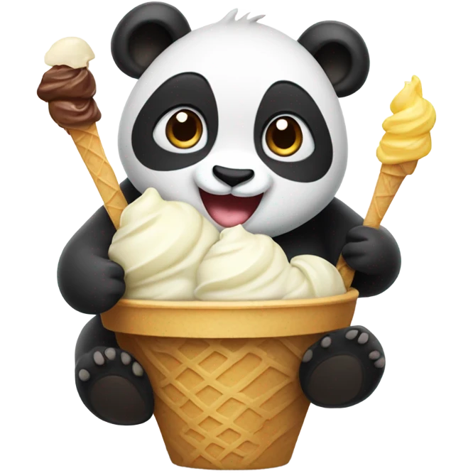 Panda eating ice cream emoji