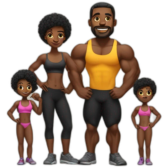 Black body builder family  emoji