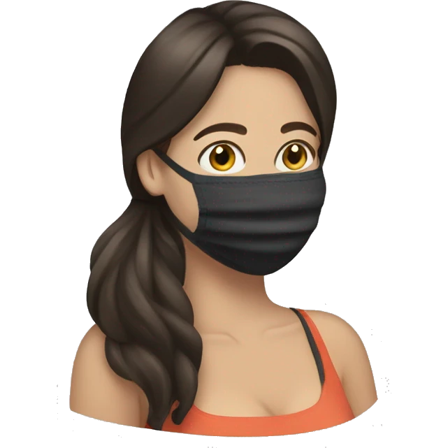 brunette woman putting on a face mask emoji