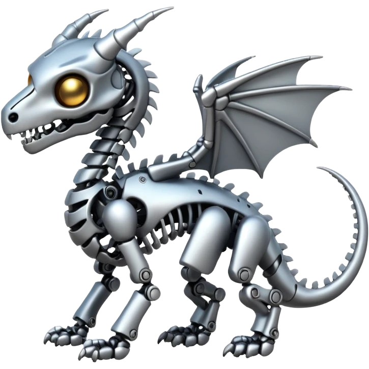 A skeleton robot dragon tiny cute emoji