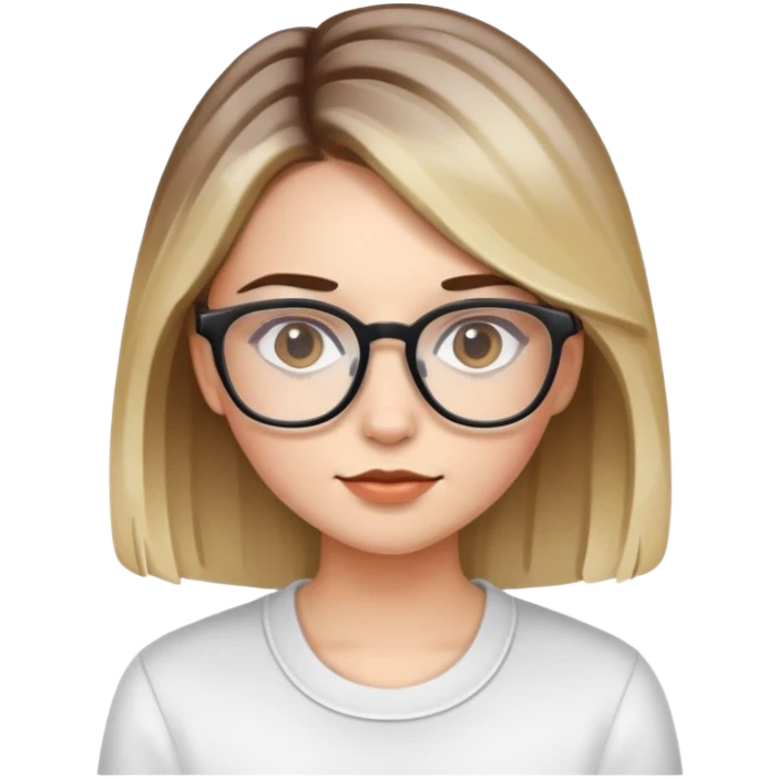 Girl with balayaged hair and glasses on emoji