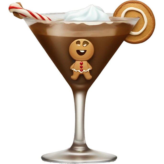 Tiny Gingerbread man in a gingerbread martini emoji