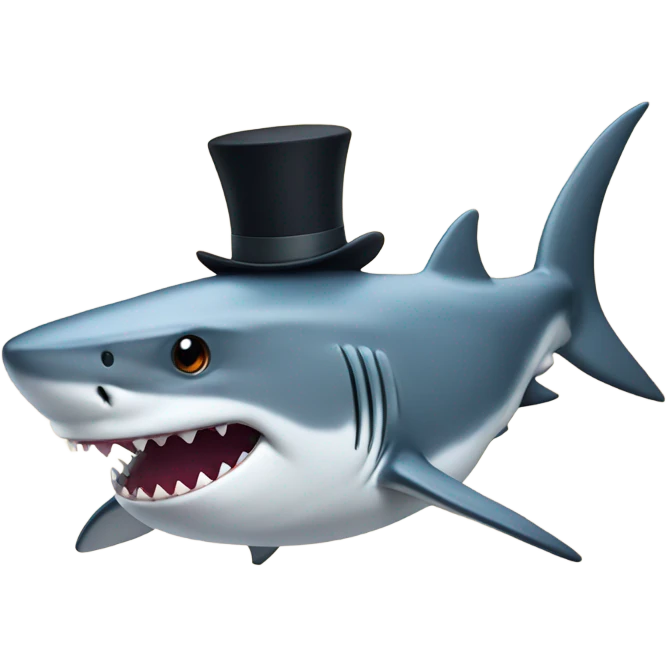 Shark with a top hat emoji