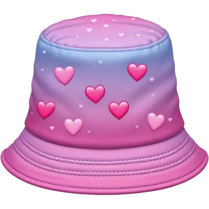 Pink ombre bucket hat with hearts and glitter emoji
